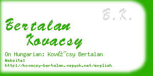 bertalan kovacsy business card